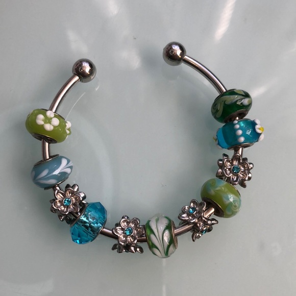Murano Jewelry - Murano glass bead silver bracelet 11 bead set